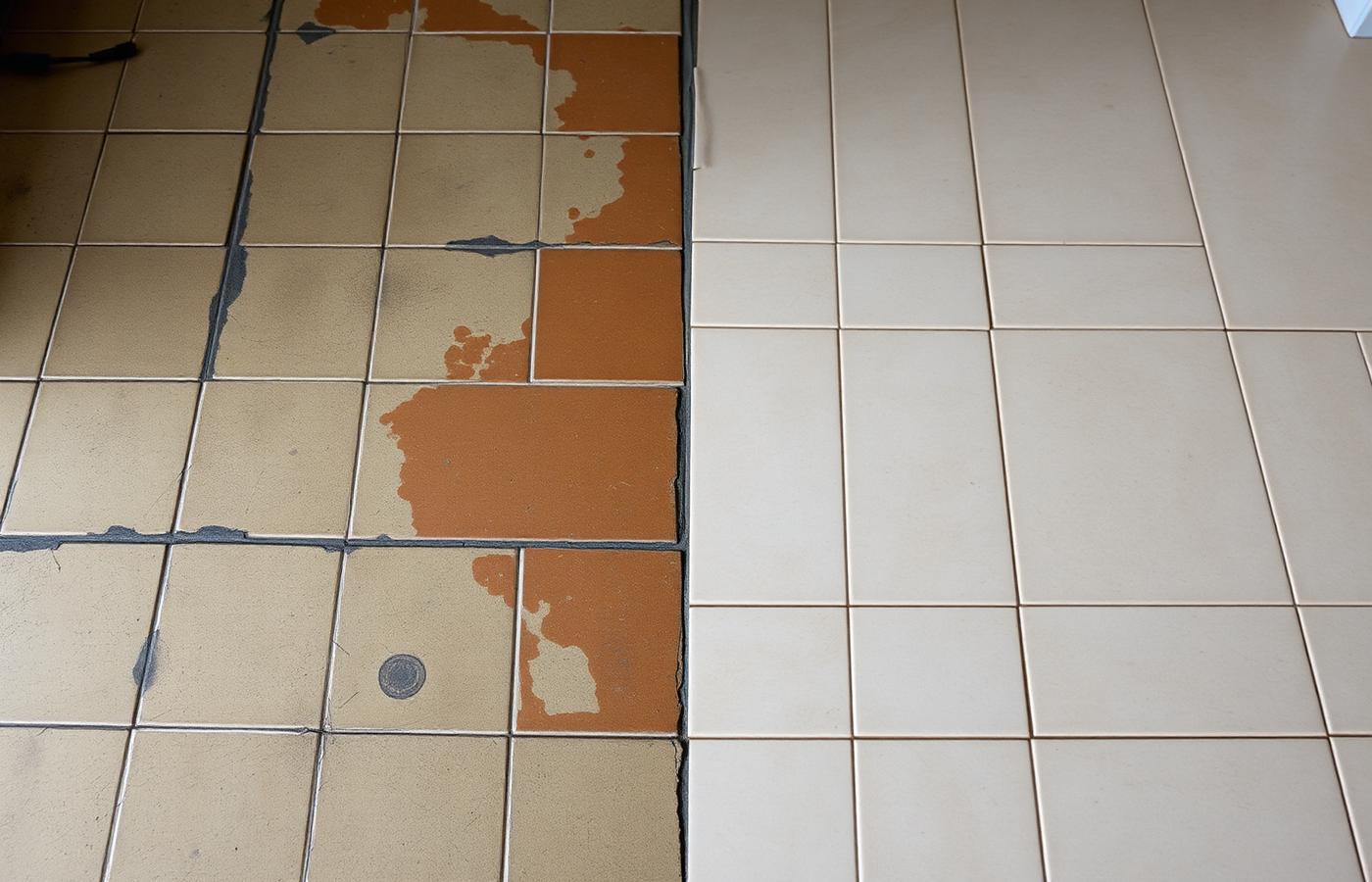 Piso rústico antes sujo e depois limpo com Super Limpa Pisos